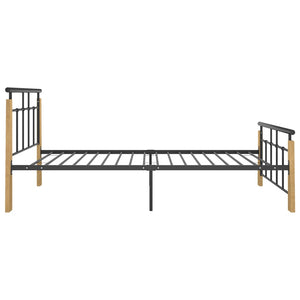 vidaXL Bed Frame Metal and Solid Oak Wood 100x200 cm