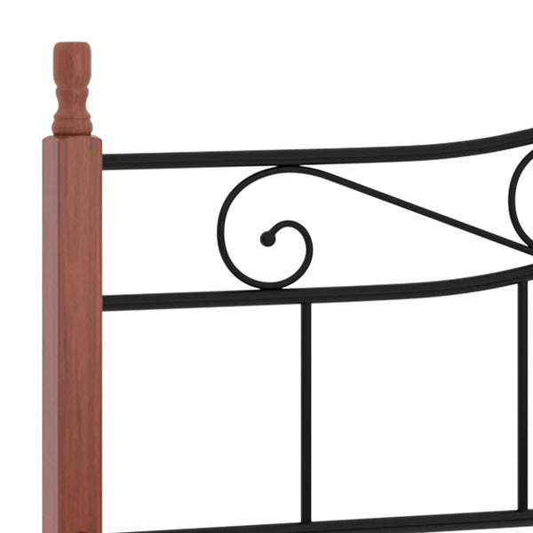 vidaXL Bed Frame Black Metal and Solid Oak Wood 200x200 cm