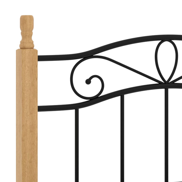vidaXL Bed Frame Black Metal and Solid Oak Wood 100x200 cm
