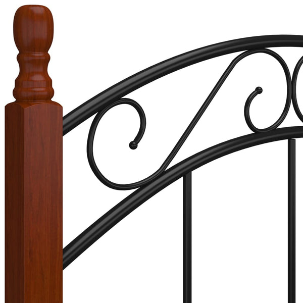 vidaXL Bed Frame Black Metal and Solid Oak Wood 120x200 cm