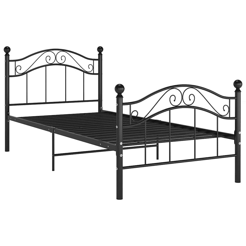 vidaXL Black Metal Bed 90x200 cm