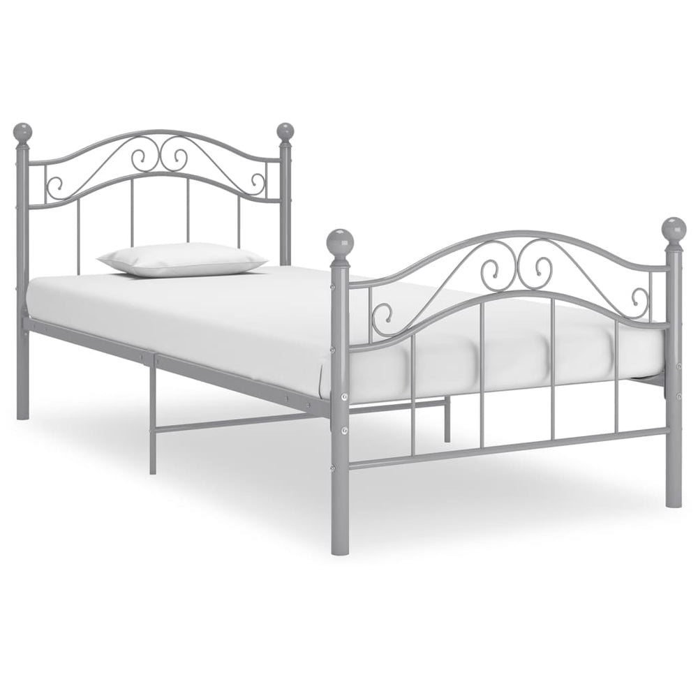 vidaXL Bed Grey Metal 90x200 cm