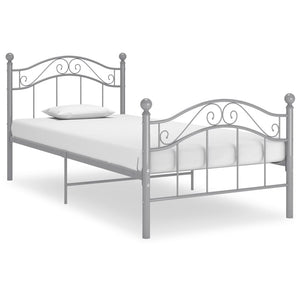 vidaXL Bed Grey Metal 90x200 cm