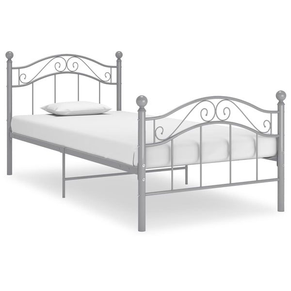 vidaXL Bed Grey Metal 90x200 cm