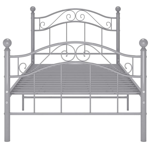 vidaXL Bed Grey Metal 90x200 cm