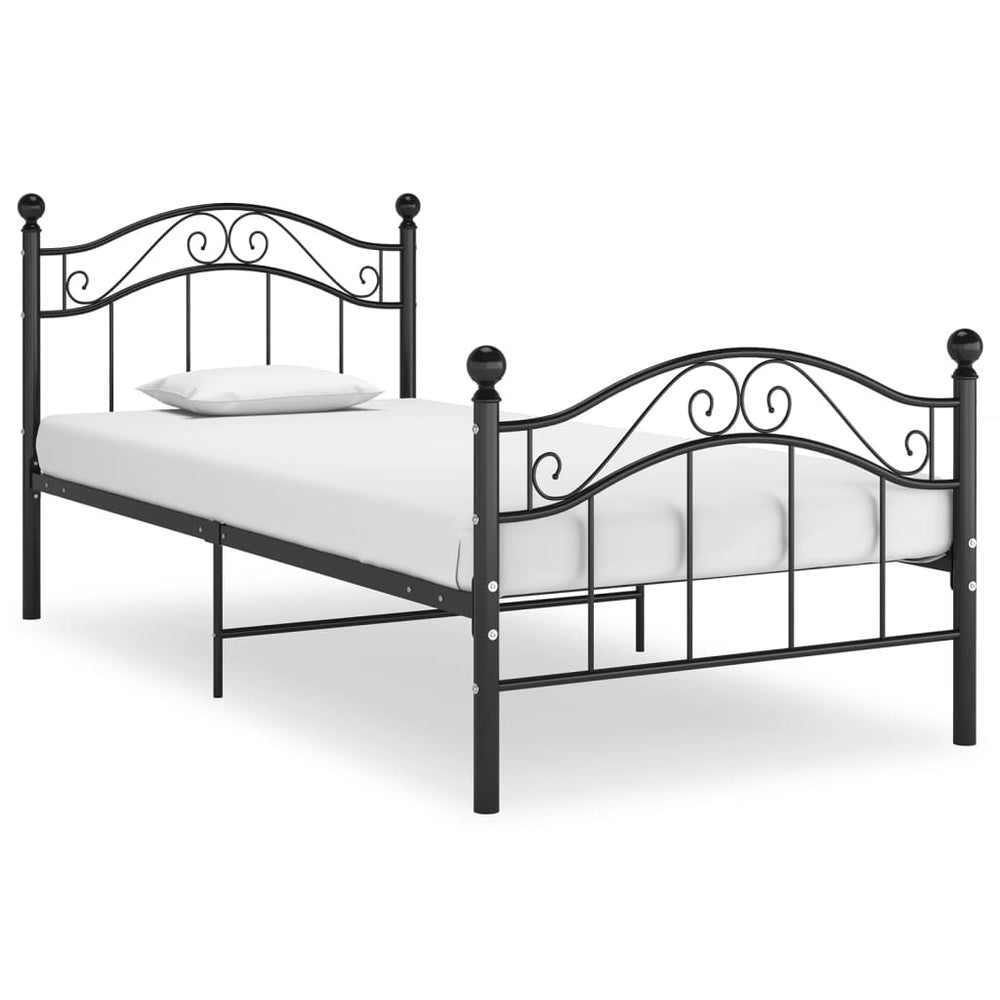 vidaXL Bed Black Metal 100x200 cm