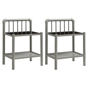 vidaXL Nightstands 2 pcs. Grey and Black Metal and Glass