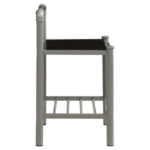 vidaXL Nightstands 2 pcs. Grey and Black Metal and Glass