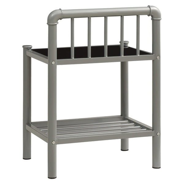 vidaXL Nightstands 2 pcs. Grey and Black Metal and Glass