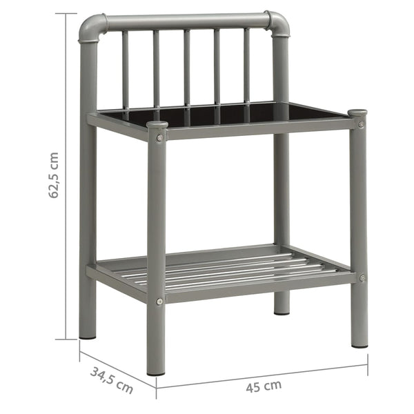 vidaXL Nightstands 2 pcs. Grey and Black Metal and Glass