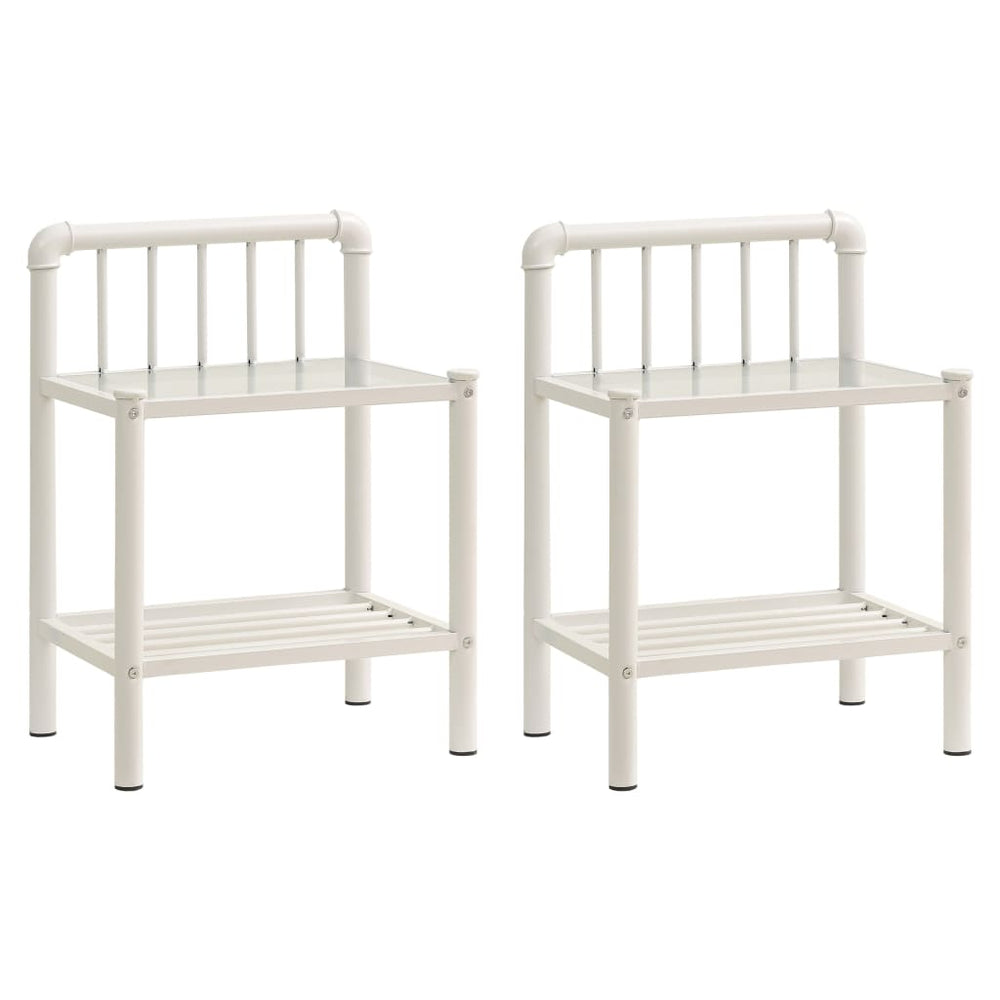 vidaXL Nightstands 2 pcs White Transparent Metal and Glass