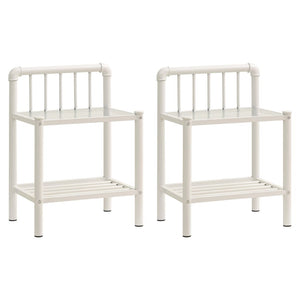 vidaXL Nightstands 2 pcs White Transparent Metal and Glass