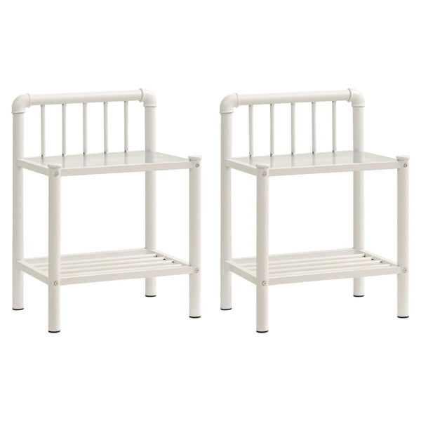 vidaXL Nightstands 2 pcs White Transparent Metal and Glass