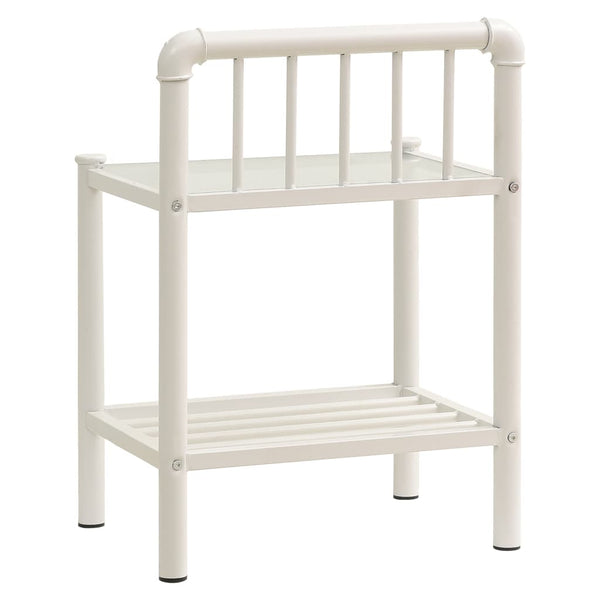 vidaXL Nightstands 2 pcs White Transparent Metal and Glass