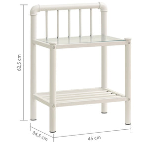 vidaXL Nightstands 2 pcs White Transparent Metal and Glass