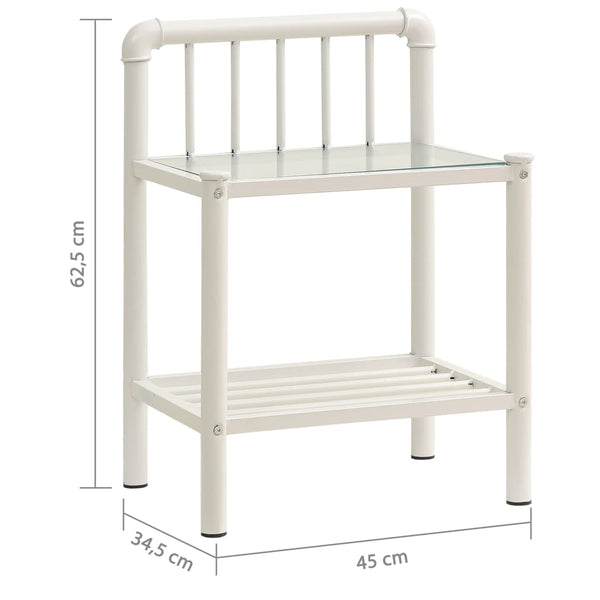 vidaXL Nightstands 2 pcs White Transparent Metal and Glass