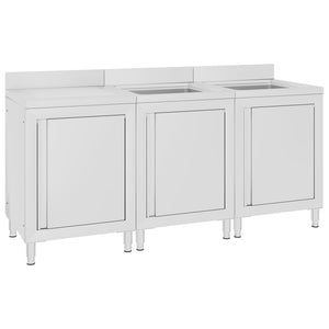 vidaXL Commercial Sink Cabinet 180x60x96 cm Stainless Steel