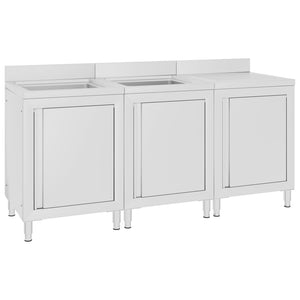 vidaXL Commercial Sink Cabinet 180x60x96 cm Stainless Steel