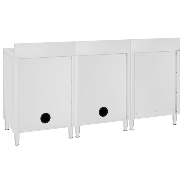 vidaXL Commercial Sink Cabinet 180x60x96 cm Stainless Steel