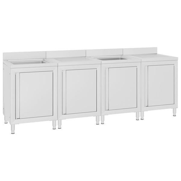 vidaXL Commercial Sink Cabinet 240x60x96 cm Stainless Steel