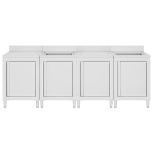 vidaXL Commercial Sink Cabinet 240x60x96 cm Stainless Steel