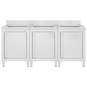 vidaXL Commercial Sink Cabinets 2 pcs Stainless Steel