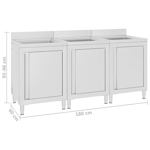 vidaXL Commercial Sink Cabinets 2 pcs Stainless Steel