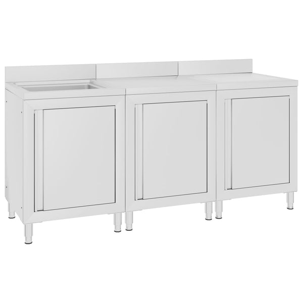 vidaXL Commercial Sink Cabinet 180x60x96 cm Stainless Steel