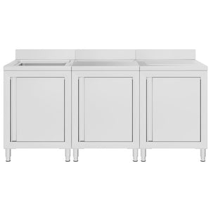 vidaXL Commercial Sink Cabinet 180x60x96 cm Stainless Steel