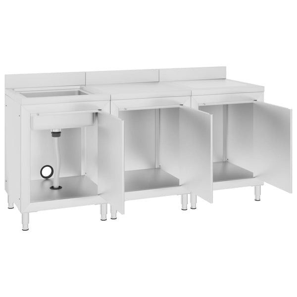 vidaXL Commercial Sink Cabinet 180x60x96 cm Stainless Steel