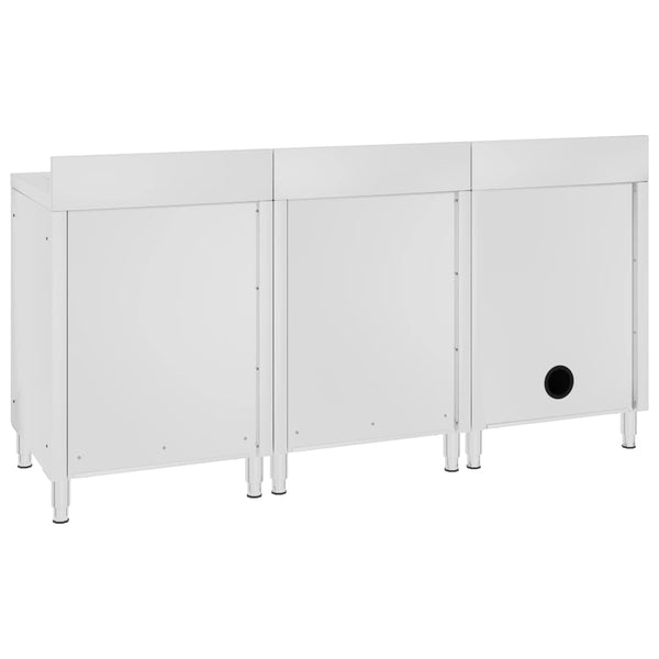 vidaXL Commercial Sink Cabinet 180x60x96 cm Stainless Steel