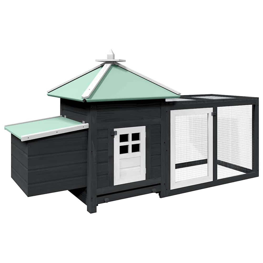 vidaXL Chicken Coop with Nest Box Grey 190x72x102 cm Solid Fir Wood