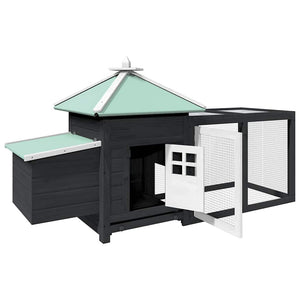 vidaXL Chicken Coop with Nest Box Grey 190x72x102 cm Solid Fir Wood