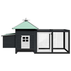 vidaXL Chicken Coop with Nest Box Grey 190x72x102 cm Solid Fir Wood