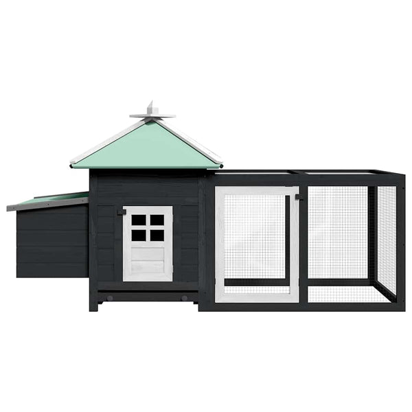 vidaXL Chicken Coop with Nest Box Grey 190x72x102 cm Solid Fir Wood