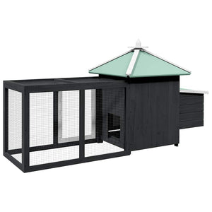 vidaXL Chicken Coop with Nest Box Grey 190x72x102 cm Solid Fir Wood