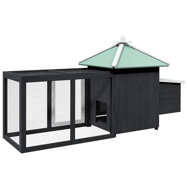 vidaXL Chicken Coop with Nest Box Grey 190x72x102 cm Solid Fir Wood