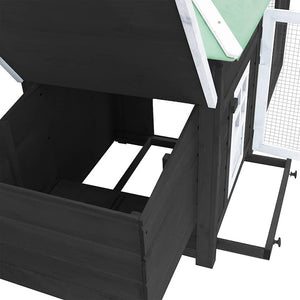 vidaXL Chicken Coop with Nest Box Grey 190x72x102 cm Solid Fir Wood