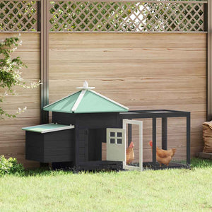 vidaXL Chicken Coop with Nest Box Grey 190x72x102 cm Solid Fir Wood