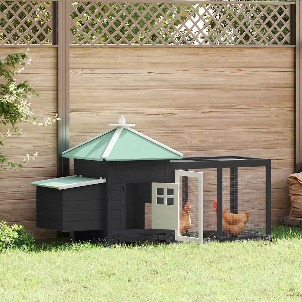 vidaXL Chicken Coop with Nest Box Grey 190x72x102 cm Solid Fir Wood