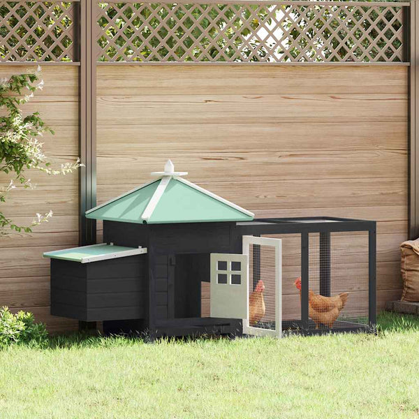 vidaXL Chicken Coop with Nest Box Grey 190x72x102 cm Solid Fir Wood