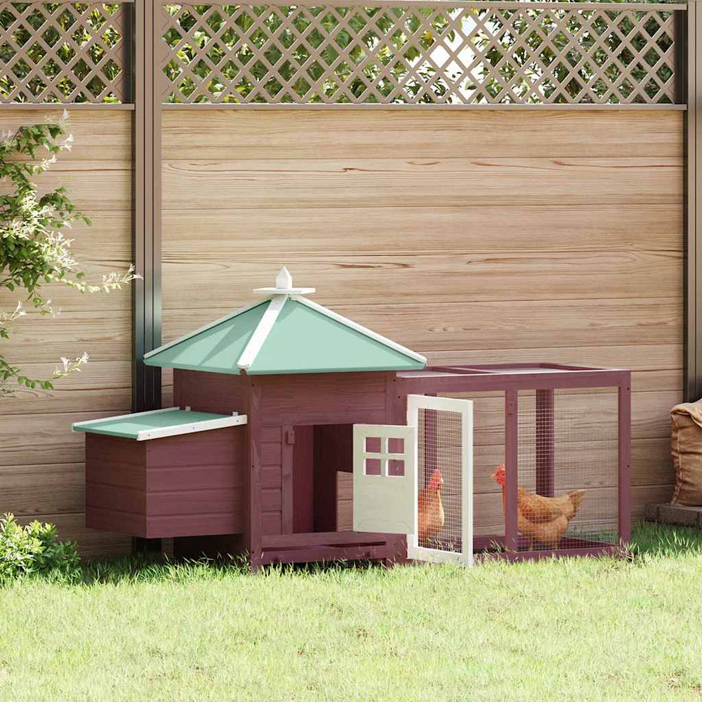 vidaXL Chicken Coop with Nest Box Mocha 190x72x102 cm Solid Fir Wood