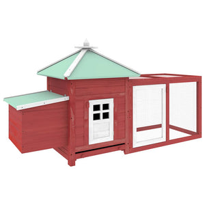 vidaXL Chicken Coop with Nest Box Red 190x72x102 cm Solid Fir Wood