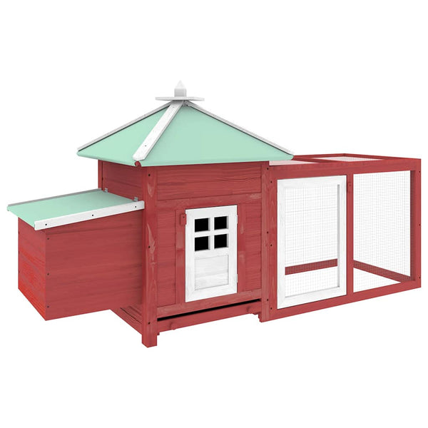 vidaXL Chicken Coop with Nest Box Red 190x72x102 cm Solid Fir Wood