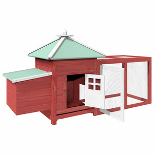 vidaXL Chicken Coop with Nest Box Red 190x72x102 cm Solid Fir Wood