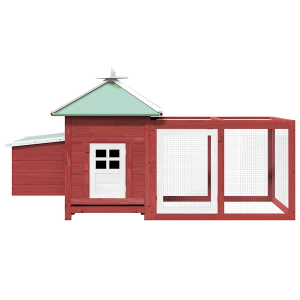 vidaXL Chicken Coop with Nest Box Red 190x72x102 cm Solid Fir Wood