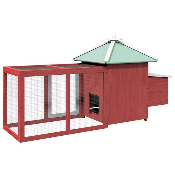 vidaXL Chicken Coop with Nest Box Red 190x72x102 cm Solid Fir Wood