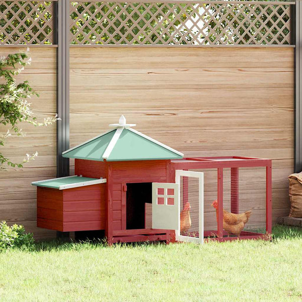 vidaXL Chicken Coop with Nest Box Red 190x72x102 cm Solid Fir Wood
