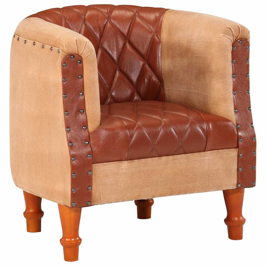Ledersessel Braun Mango Massivholz