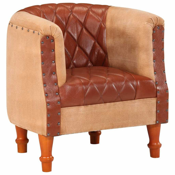 Ledersessel Braun Mango Massivholz